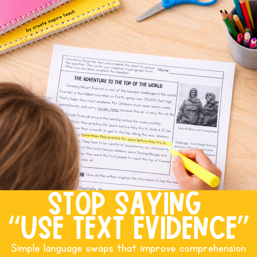 How to Teach Text Evidence (Stop Saying “Use Text Evidence”) - Create ...